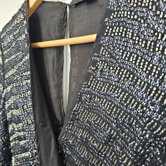 All Saints Lainey Mini Dress Women Size 4 Black Beaded Sequins Embellished - Picture 7 of 13